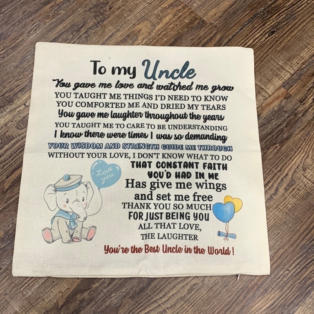 To my uncle cushion cover